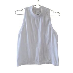 Athleta Basic Crop Tank Top Women Size M White High Neck Racerback